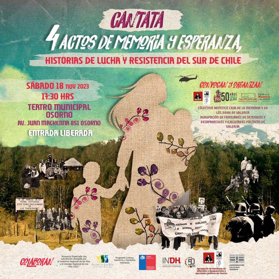 Osorno: Presentan Cantata Cuatro actos de Memoria y Esperanza, luchas y resistencias del sur de Chile en Teatro Municipal